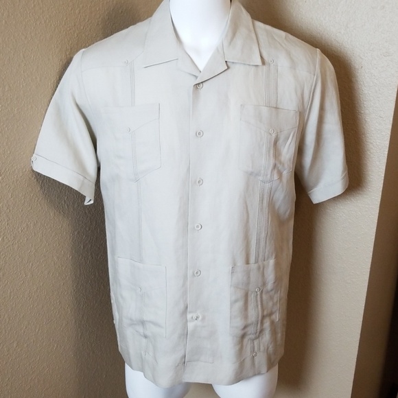 Cubavera Short Sleeve Khaki Shirt Large - Picture 1 of 6